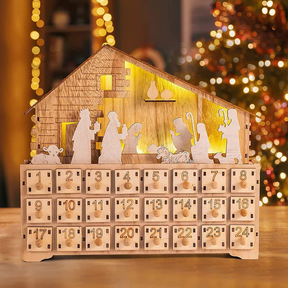 Nativity Scene Wood Advent Calendar