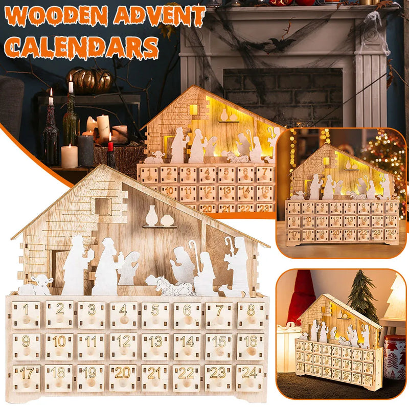 Nativity Scene Wood Advent Calendar