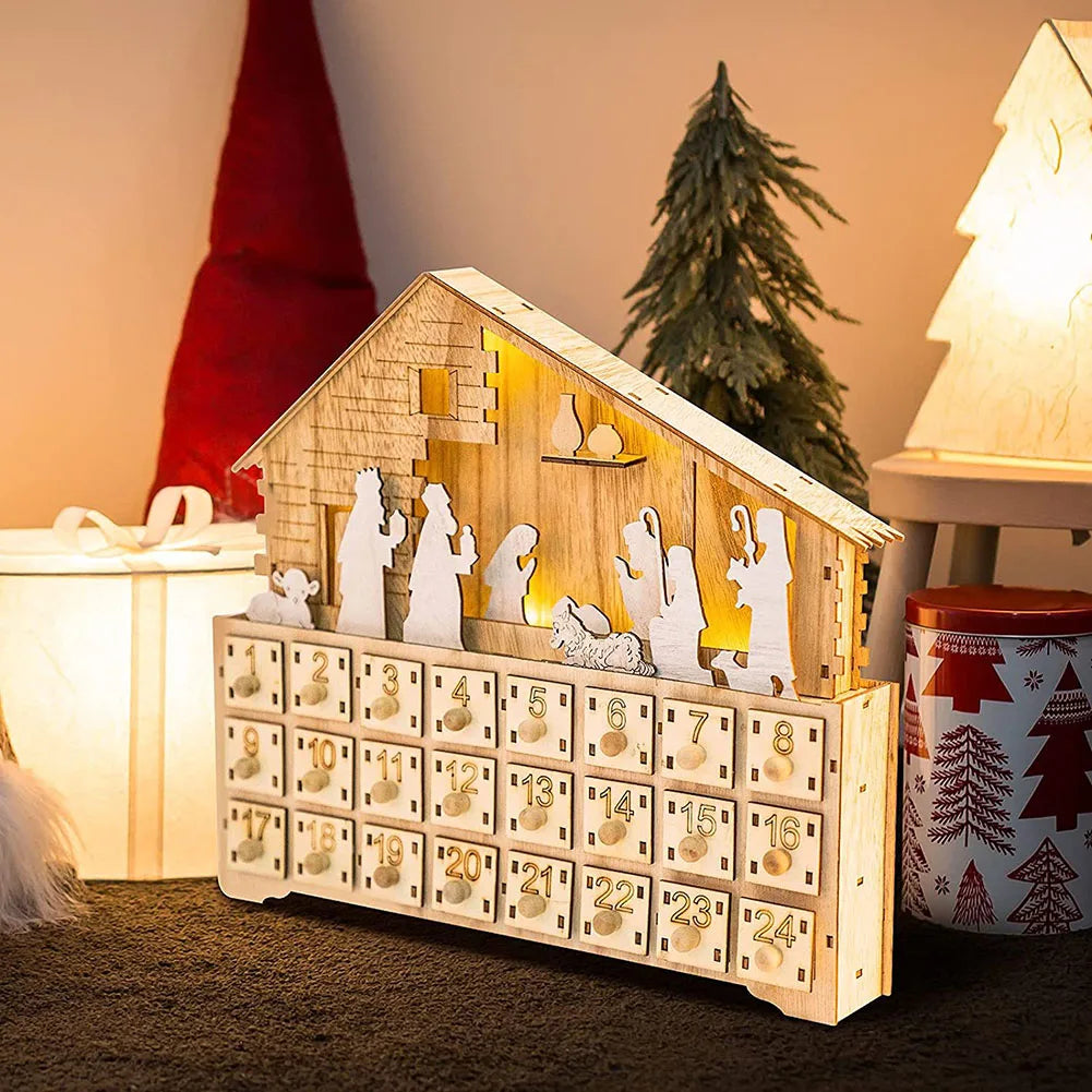 Nativity Scene Wood Advent Calendar