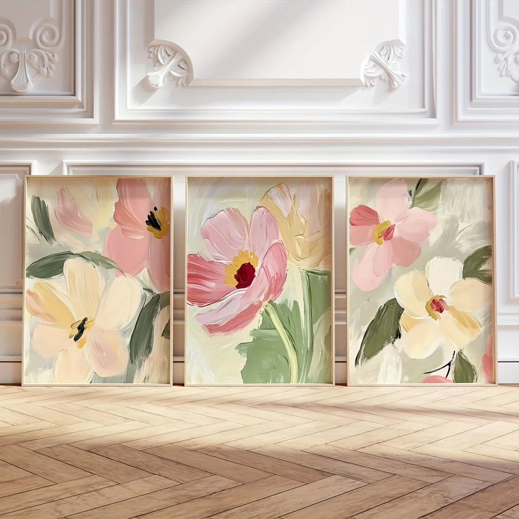 3 Piece Flower Pastel Prints